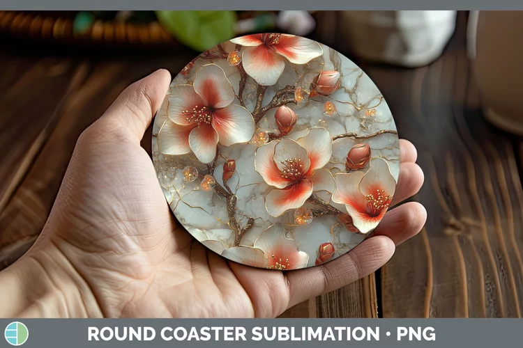 3D Azalea Round Coaster Sublimation Coaster Designs