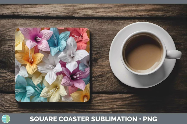 3D Azalea Square Coaster | Sublimation Coaster Designs