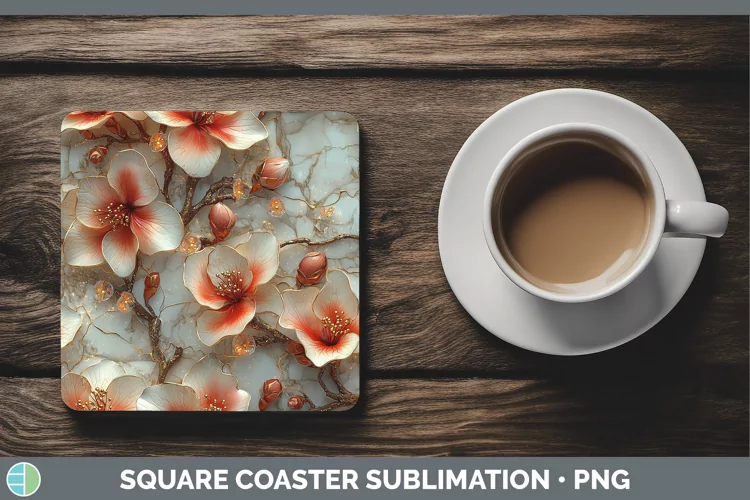 3D Azalea Square Coaster Sublimation Coaster Designs