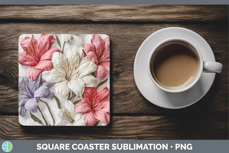3D Azalea Square Coaster | Sublimation Coaster Designs