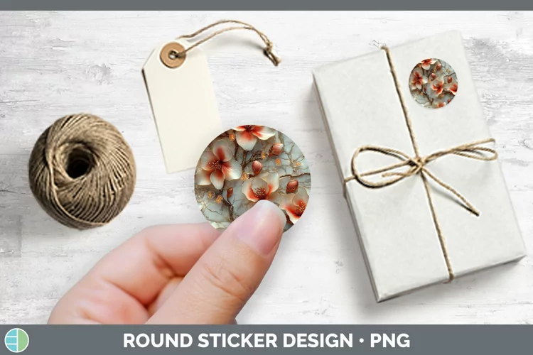 3D Azalea Stickers | Round Labels Designs