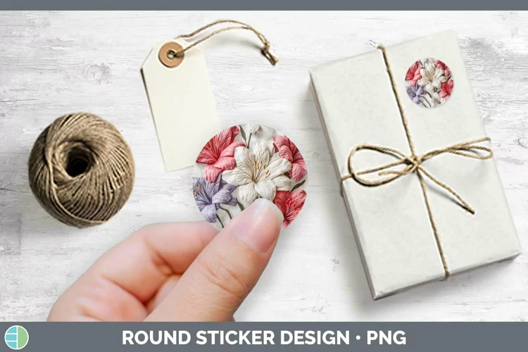 3D Azalea Stickers | Round Labels Designs