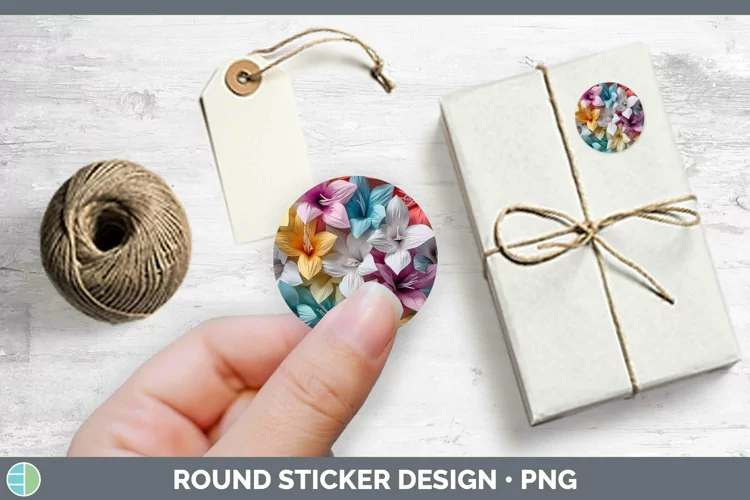 3D Azalea Stickers | Round Labels Designs