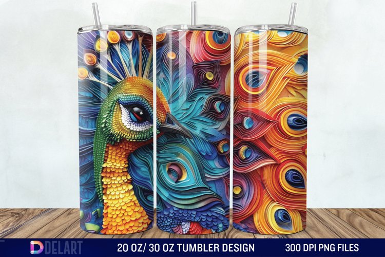 3D Baby Peacock Wall Art Tumbler Wrap