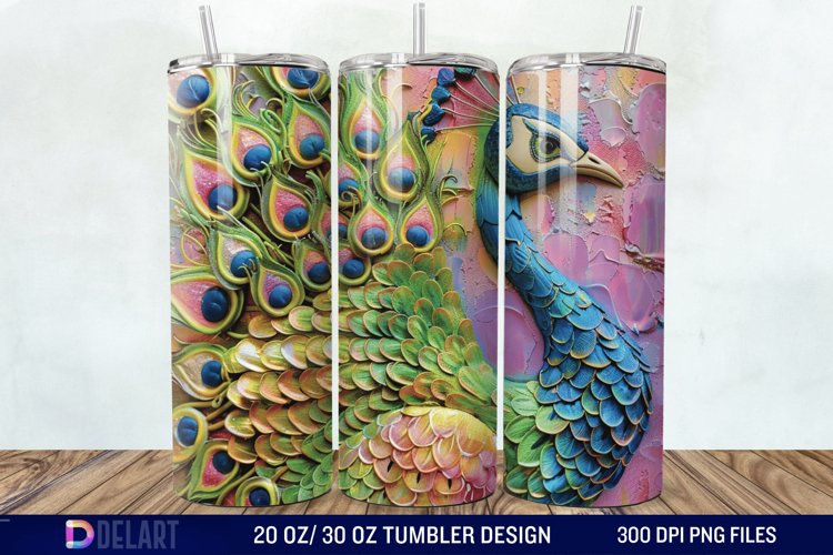 3D Baby Peacock Wall Art Tumbler Wrap