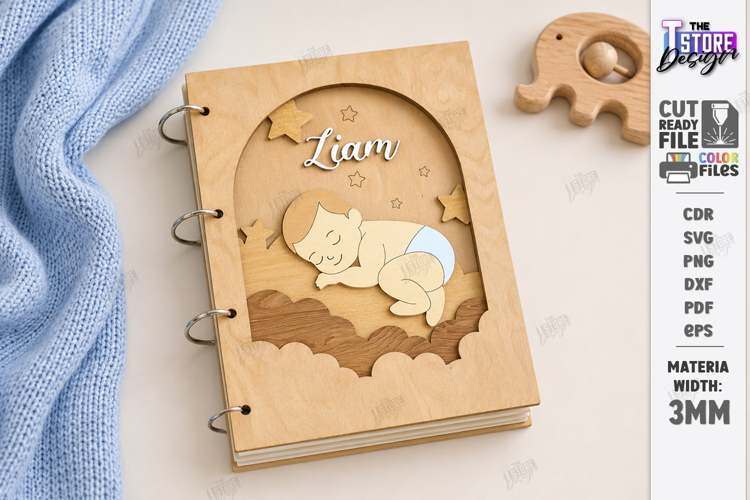 3D Baby Photo Album Cover Laser Cut | Kids Laser | Newborn