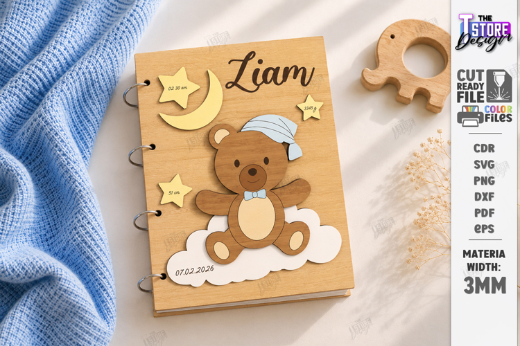 3D Baby Photo Album Cover Laser Cut | Kids Laser | Newborn