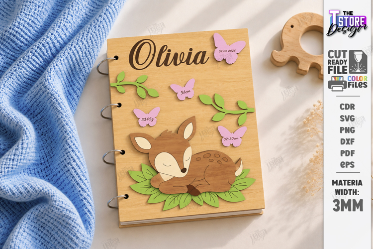 3D Baby Photo Album Cover Laser Cut | Kids Laser | Newborn