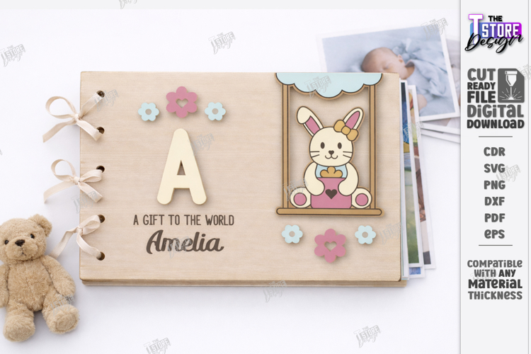 Baby Photo Album Laser Cut | Memory Books SVG | Kids Laser