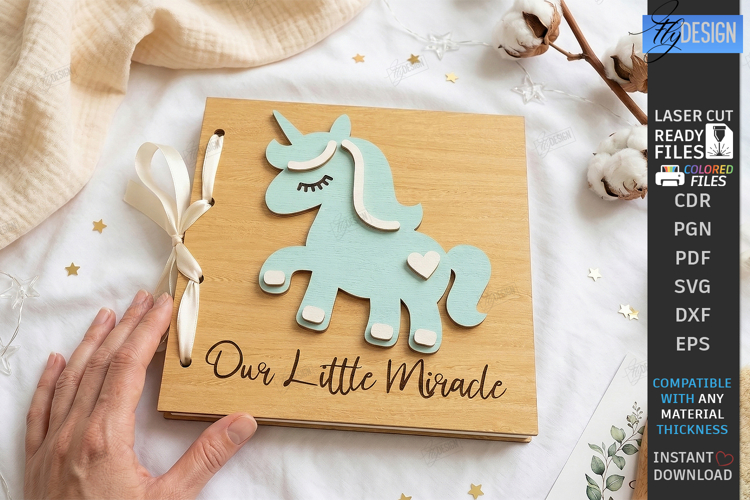 3D Baby Photo Album Laser Cut | Layered Memory Book Cover