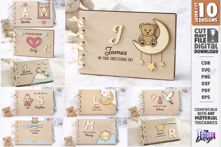 Baby Photo Album Laser Cut Bundle | Memory Books | Engraving