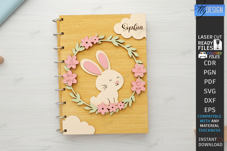 3D Baby Photo Album Laser Cut | Book Cover | Keepsake Album