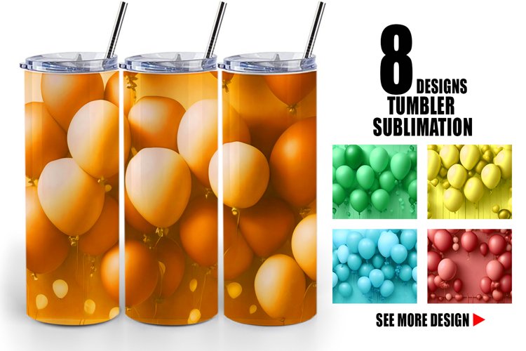 3D Balloons | Tumbler Sublimation Wrap example image 1