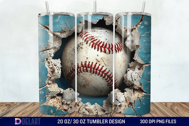 3D Baseball Tumbler Wrap example image 1