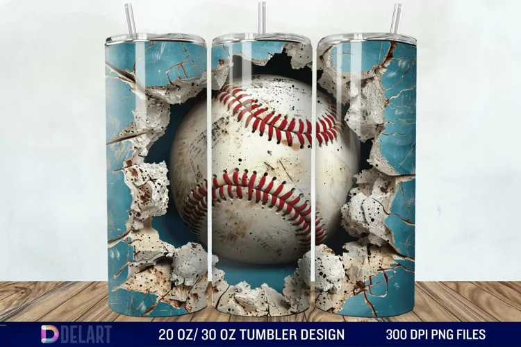 3D Baseball Tumbler Wrap