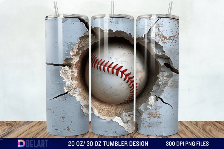 3D Baseball Tumbler Wrap example image 1