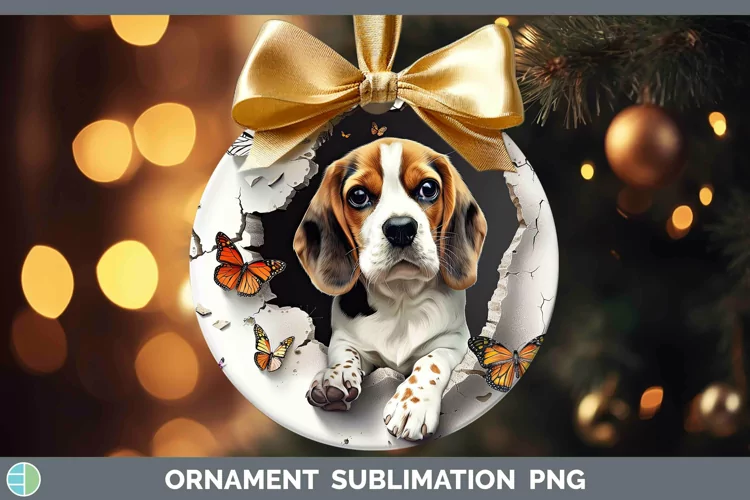 3D Beagle Ornament | Sublimation Bauble Designs