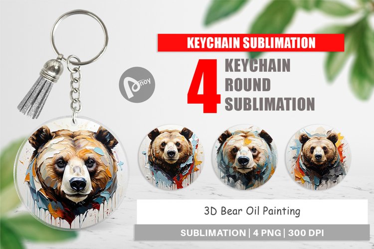 Keychain 3D Bear Painting