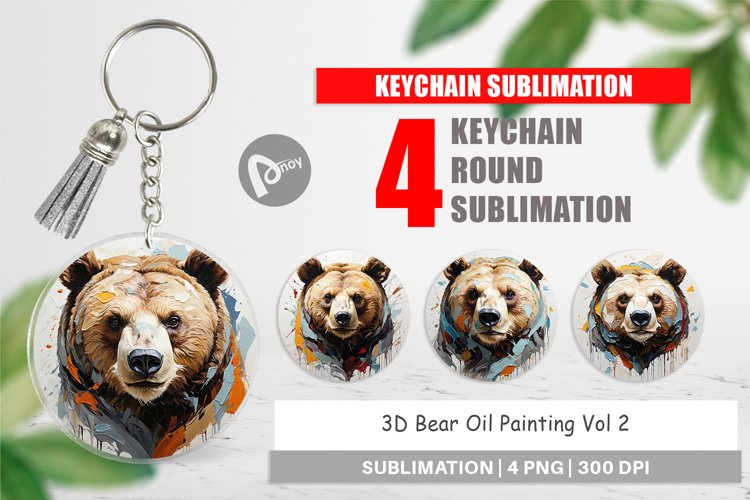 Keychain 3D Bear Painting