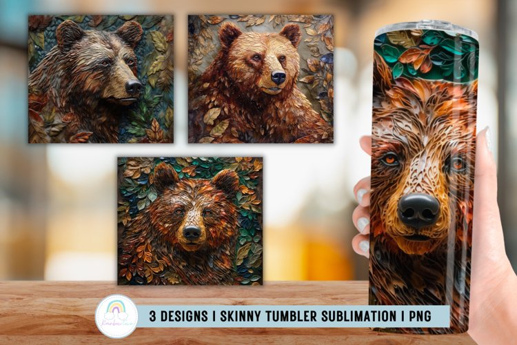 3D Bear Tumbler Sublimation I 3D Tumbler Wrap example image 1