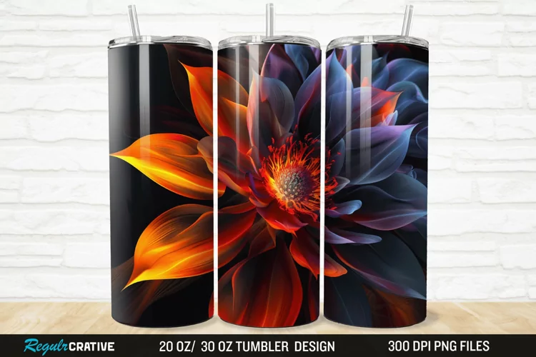 3D Beautiful Flower 20/30oz Skinny Tumbler