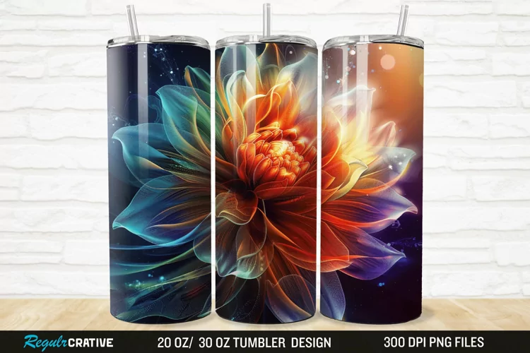 3D Beautiful Flower 20/30oz Skinny Tumbler