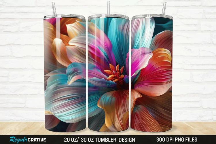 3D Beautiful Flower 20/30oz Skinny Tumbler