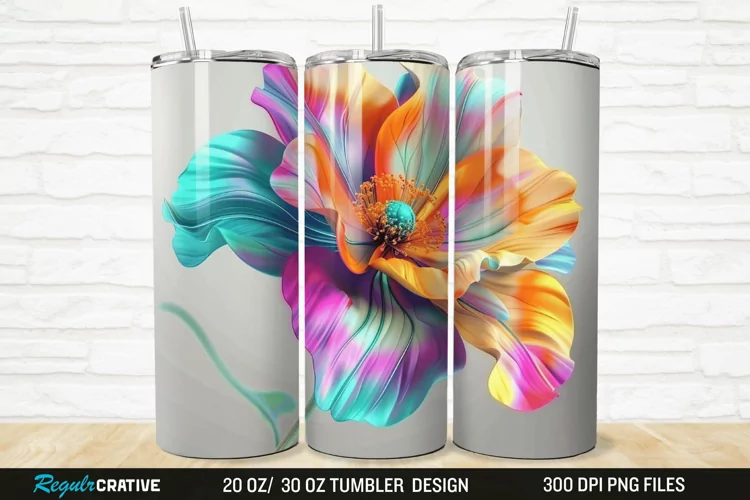 3D Beautiful Flower 20/30oz Skinny Tumbler