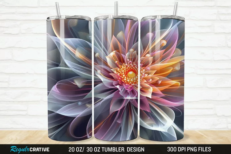 3D Beautiful Flower 20/30oz Skinny Tumbler
