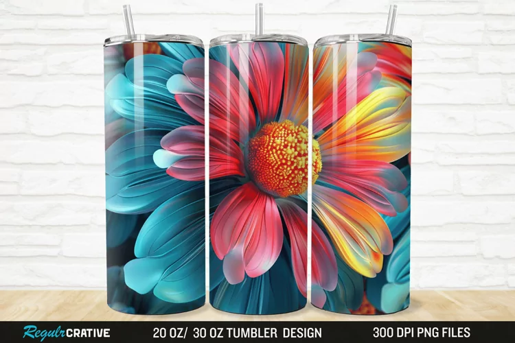 3D Beautiful Flower 20/30oz Skinny Tumbler