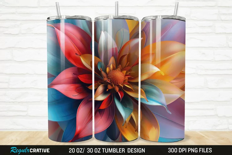 3D Beautiful Flower 20/30oz Skinny Tumbler