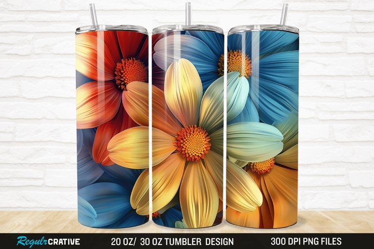 3D Beautiful Flower 20/30oz Skinny Tumbler