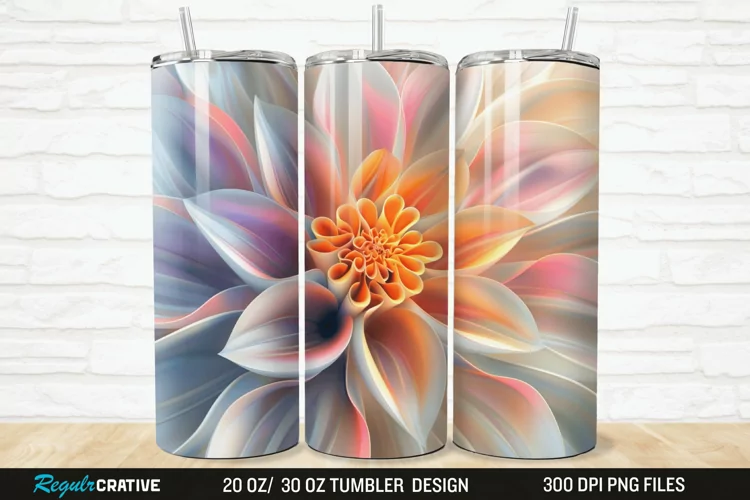 3D Beautiful Flower 20/30oz Skinny Tumbler