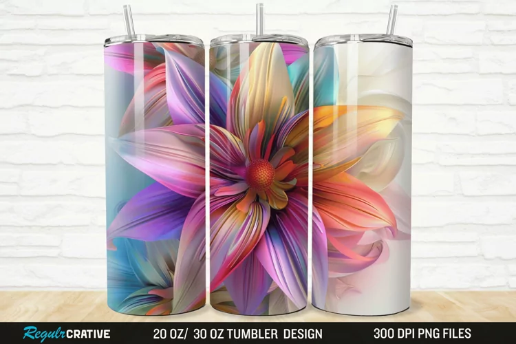 3D Beautiful Flower 20/30oz Skinny Tumbler
