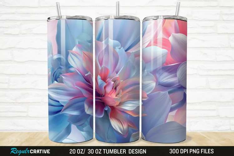 3D Beautiful Flower 20/30oz Skinny Tumbler