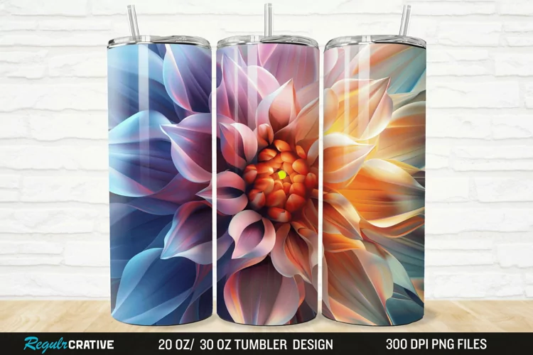 3D Beautiful Flower 20/30oz Skinny Tumbler