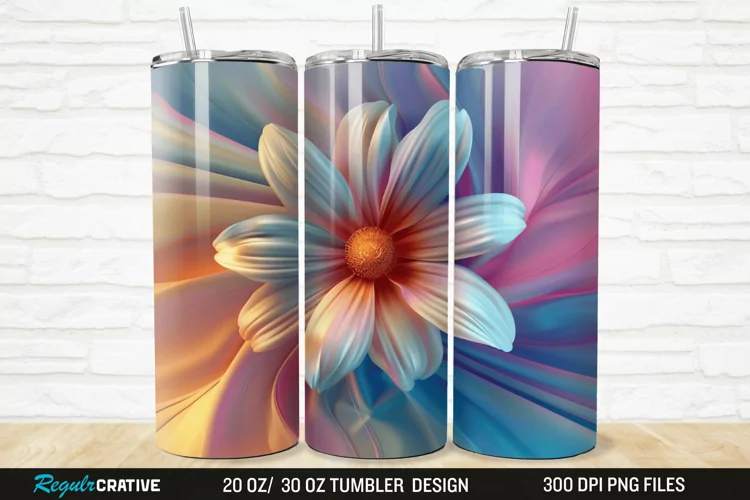3D Beautiful Flower 20/30oz Skinny Tumbler