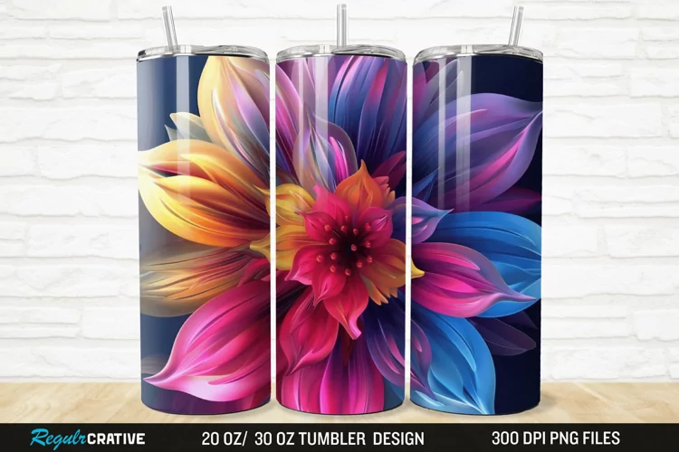 3D Beautiful Flower 20/30oz Skinny Tumbler