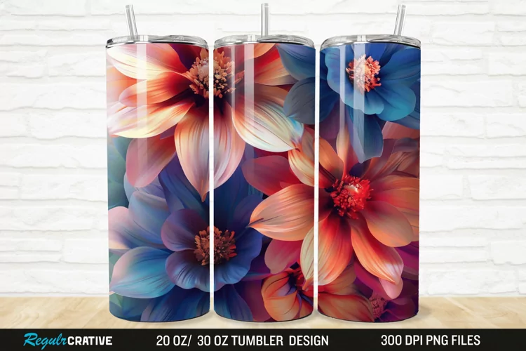 3D Beautiful Flower 20/30oz Skinny Tumbler
