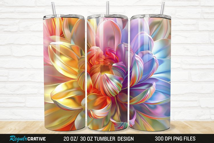 3D Beautiful Flower 20/30oz Skinny Tumbler example image 1