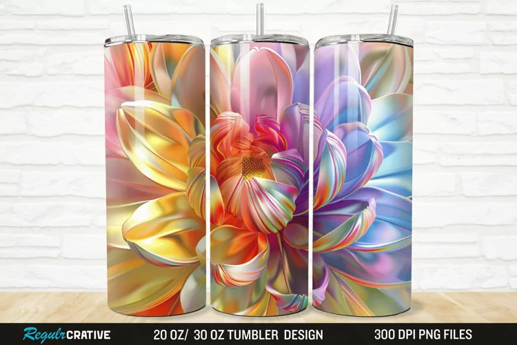 3D Beautiful Flower 20/30oz Skinny Tumbler