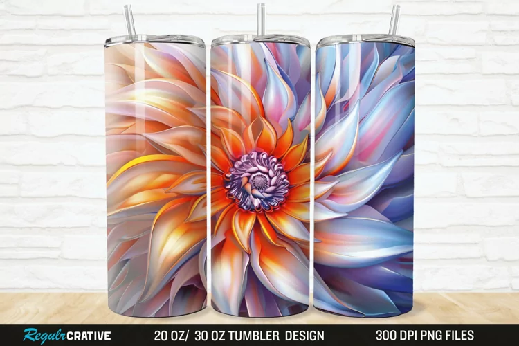 3D Beautiful Flower 20/30oz Skinny Tumbler
