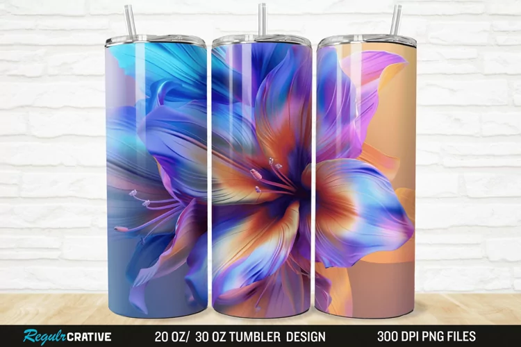 3D Beautiful Flower 20/30oz Skinny Tumbler