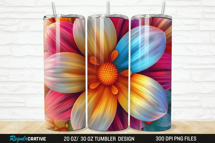 3D Beautiful Flower 20/30oz Skinny Tumbler
