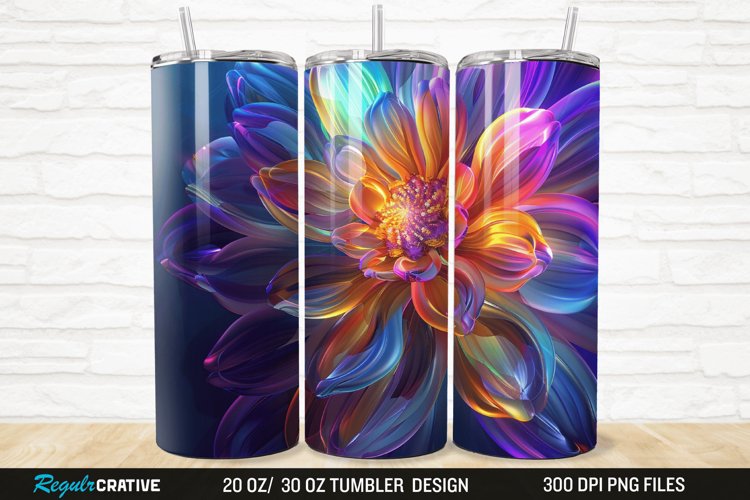 3D Beautiful Flower 20/30oz Skinny Tumbler example image 1