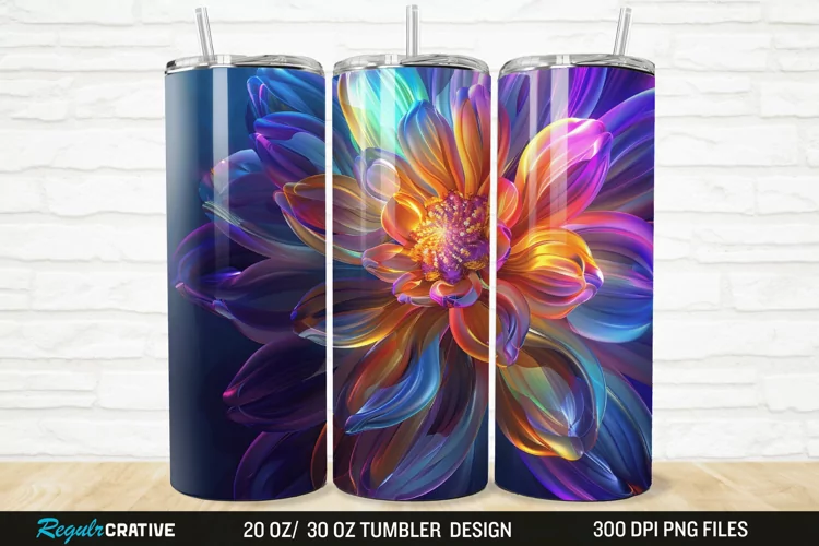 3D Beautiful Flower 20/30oz Skinny Tumbler