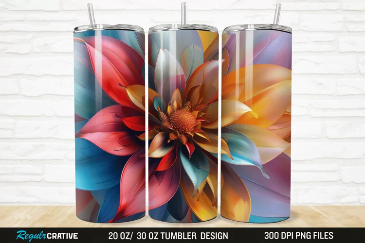3D Beautiful Flower 20/30oz Skinny Tumbler