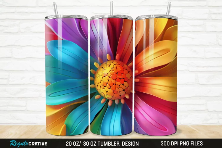 3D Beautiful Flower 20/30oz Skinny Tumbler