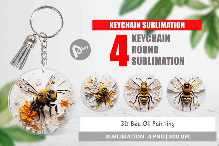 Keychain 3D Bee Painting
