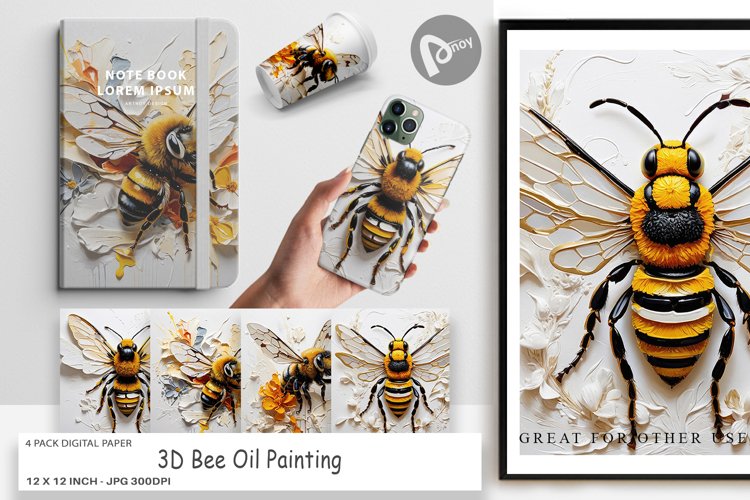 Digital Paper 3D Bee Painting